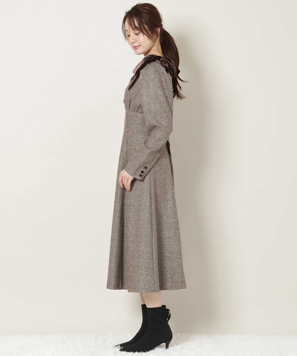 WILLSELECTION「アシメリボンボートネックフレアワンピース」|ワンピース|