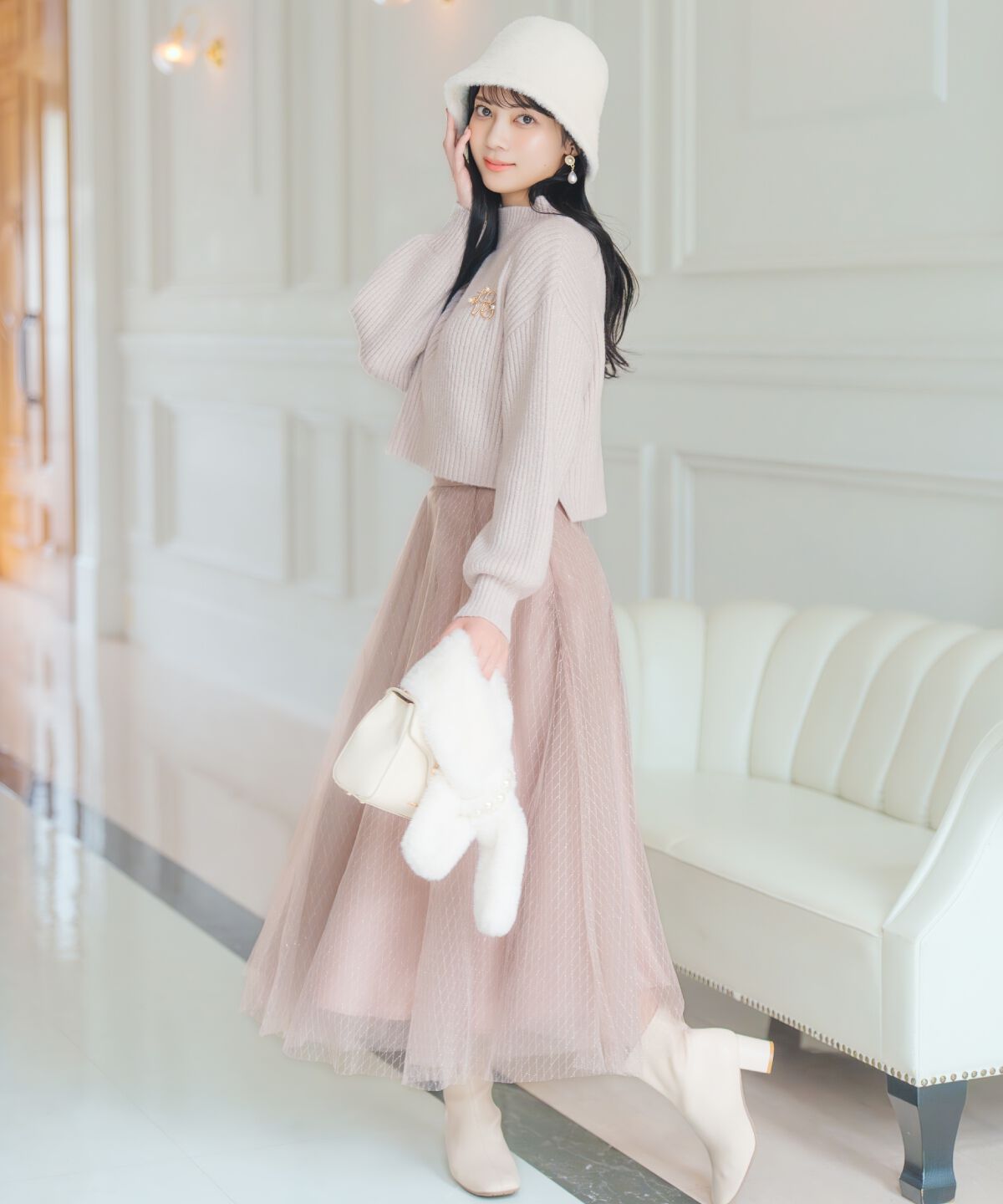 WILLSELECTION「ラメチュールボリュームスカート」|フレア|ピンク