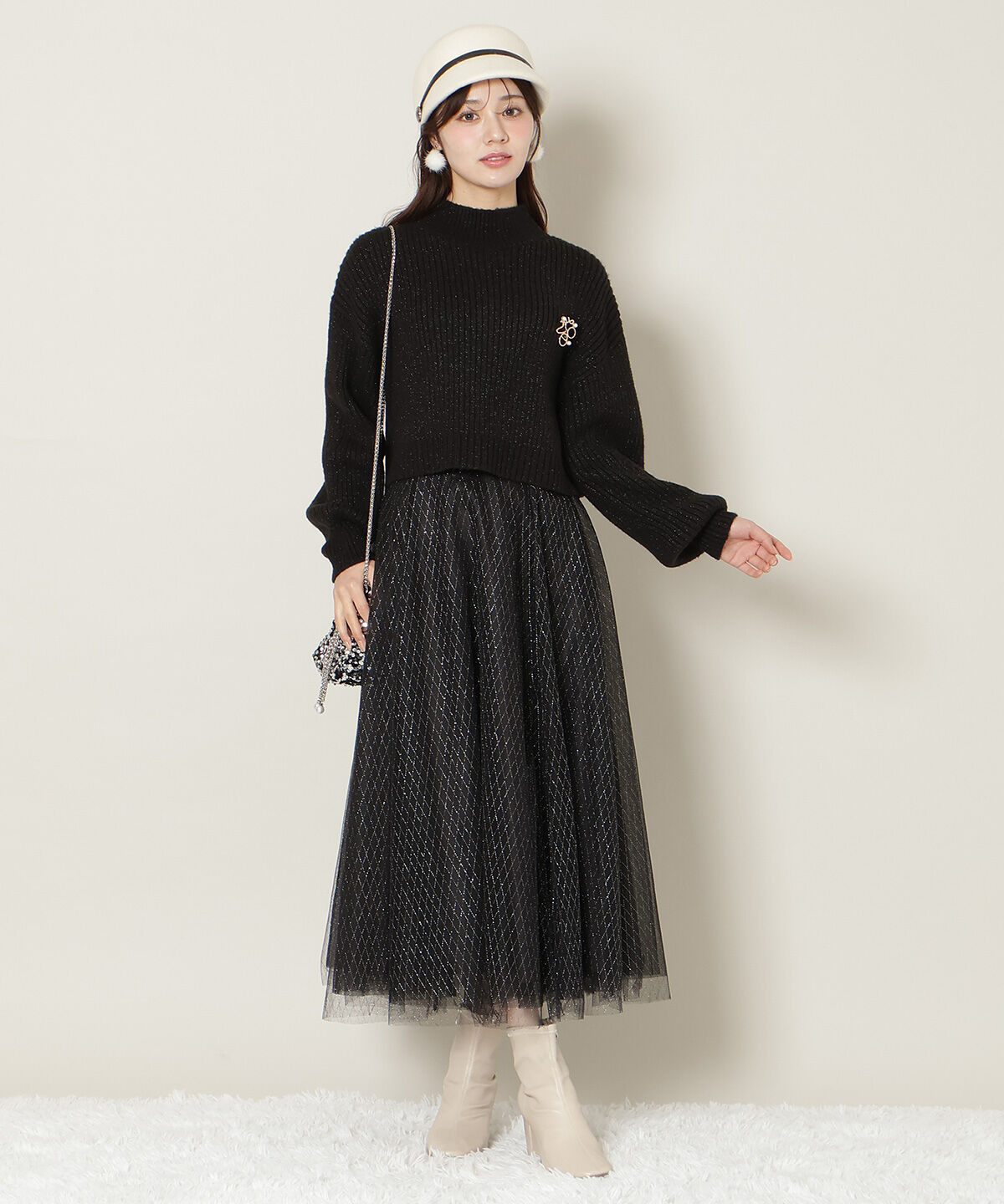 WILLSELECTION「ラメチュールボリュームスカート」|フレア|