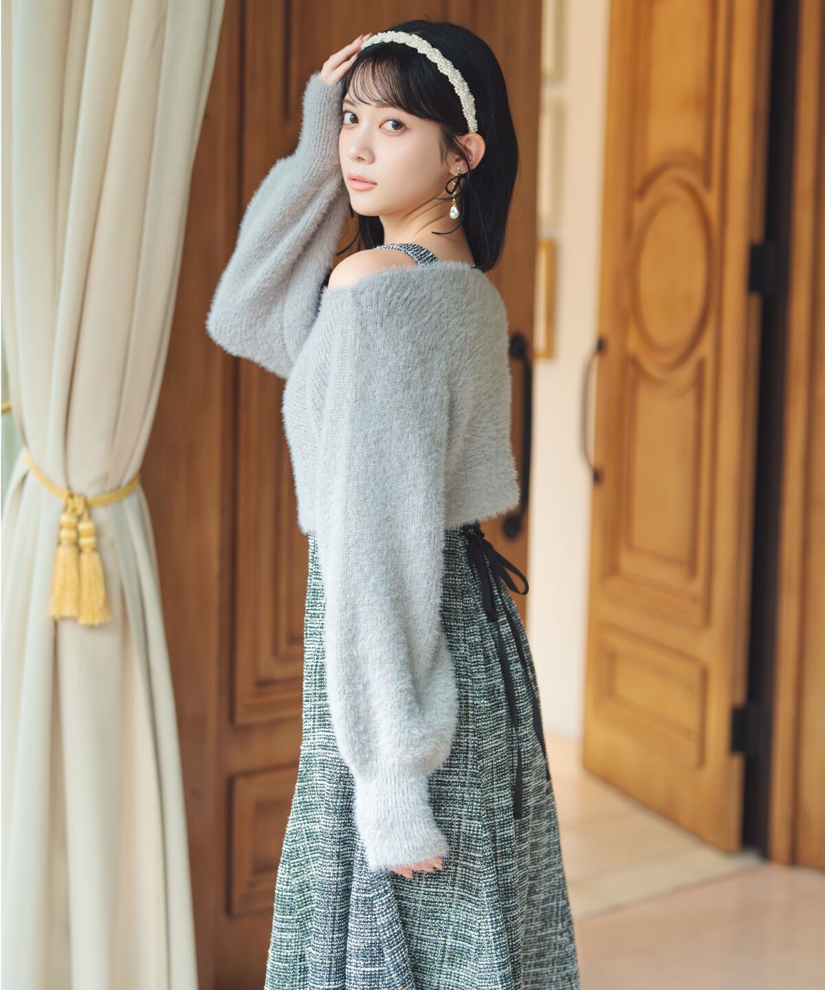 WILLSELECTION「カットツイードワンピース&times;フェザーニットSET」|ワンピース|