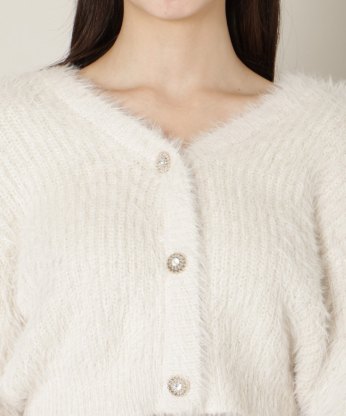 WILLSELECTION「Vネックラメフェザーカーディガン」|カーディガン|