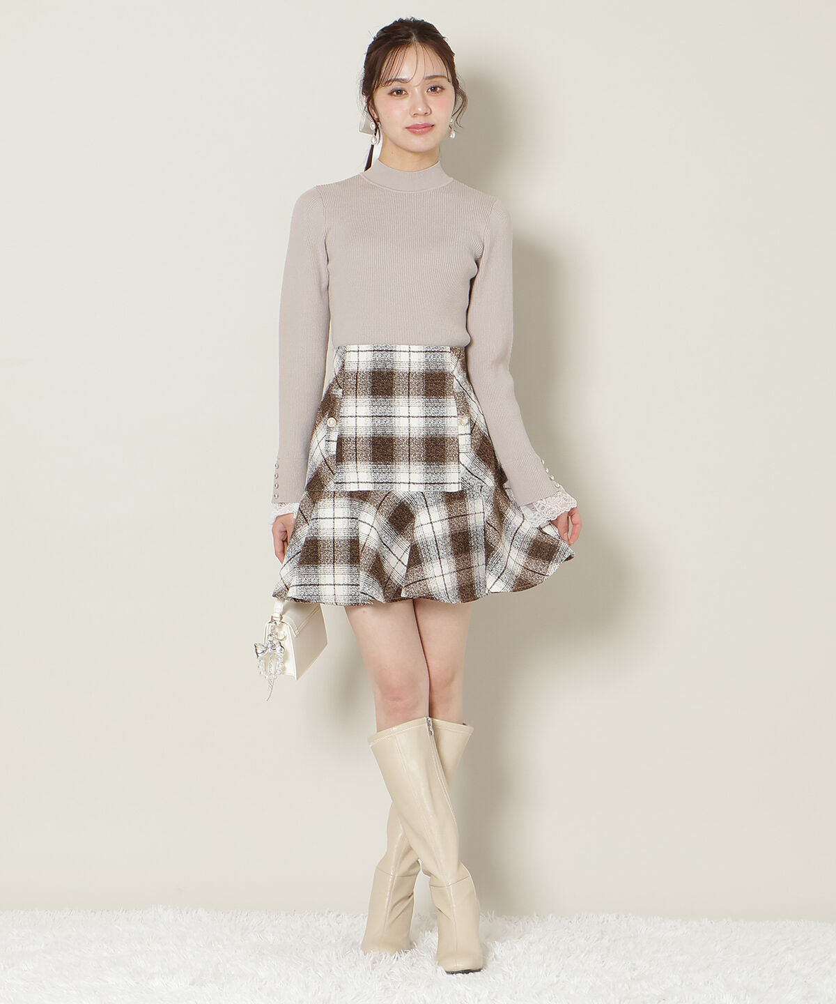 WILLSELECTION「袖口レースハイネックリブニット」|ニット・セーター|