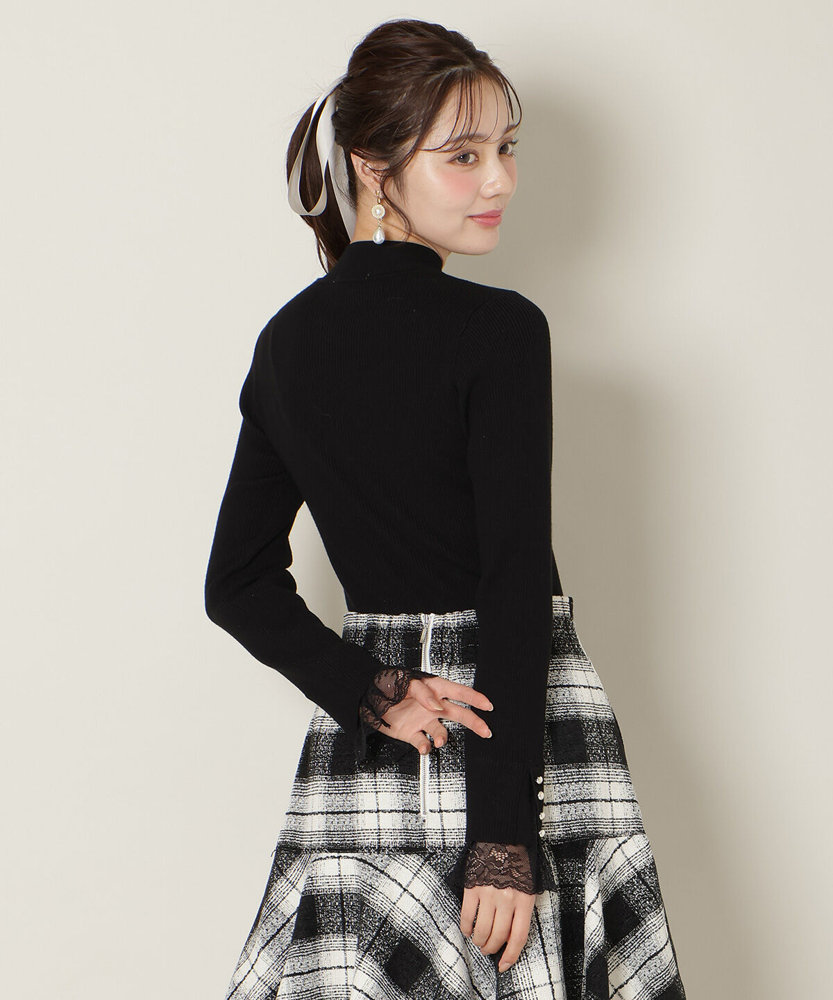 WILLSELECTION「袖口レースハイネックリブニット」|ニット・セーター|