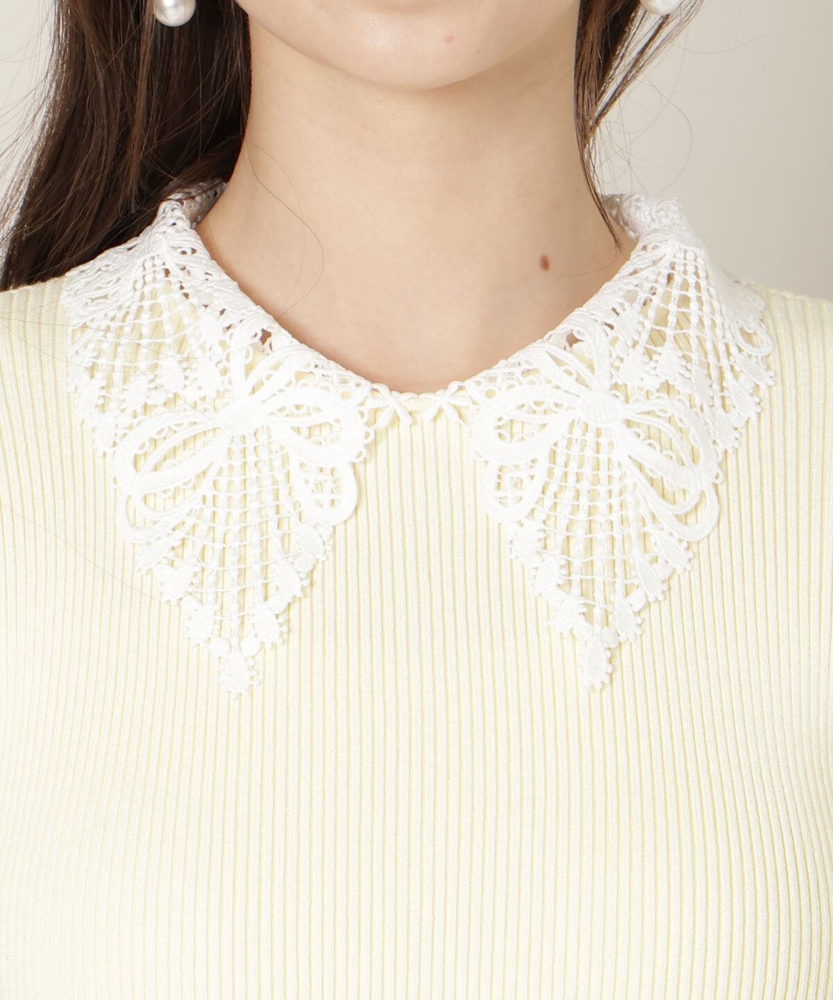 WILLSELECTION「リボンレースカラーフレアスリーブニット」|ニット・セーター|