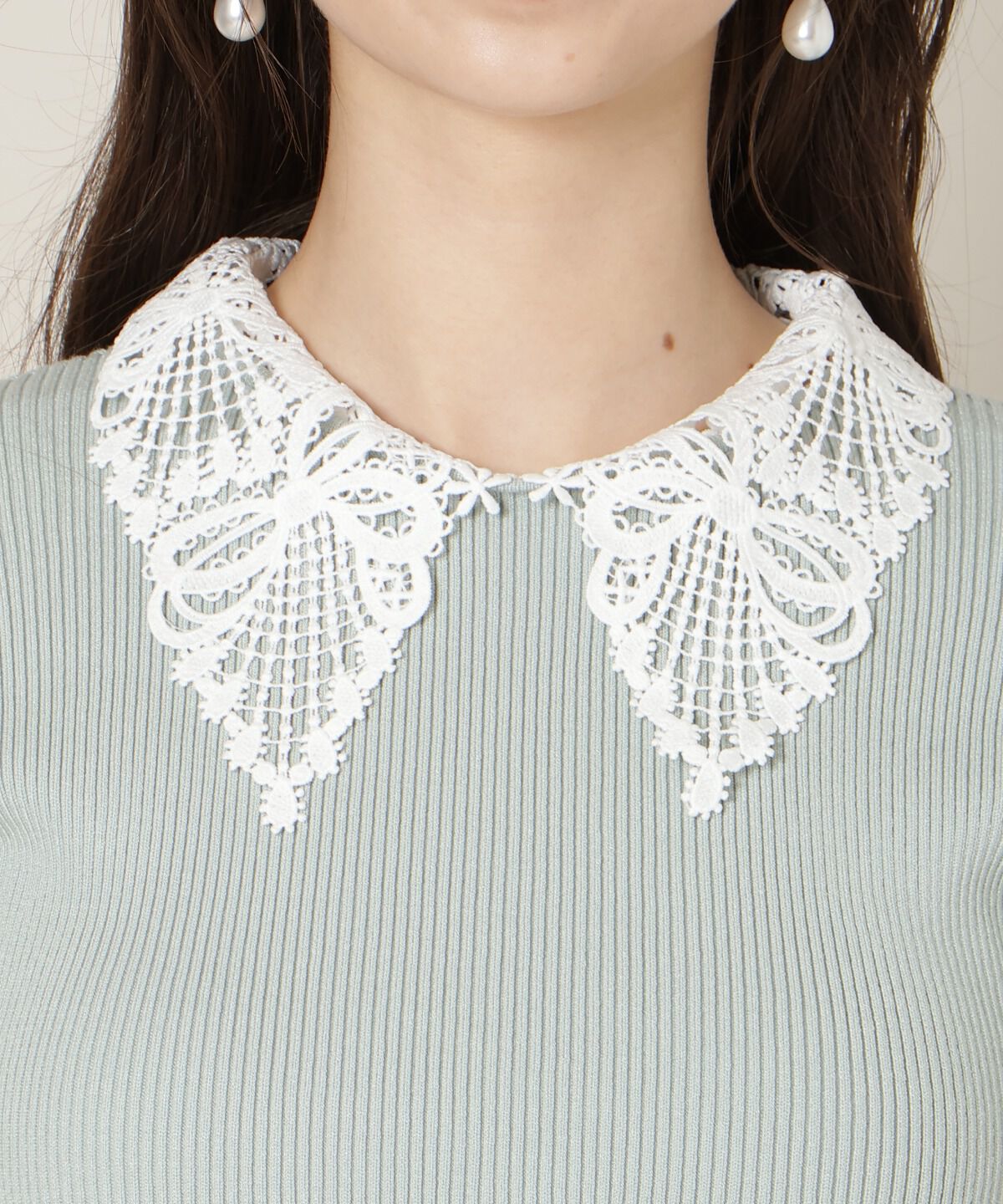 WILLSELECTION「リボンレースカラーフレアスリーブニット」|ニット・セーター|