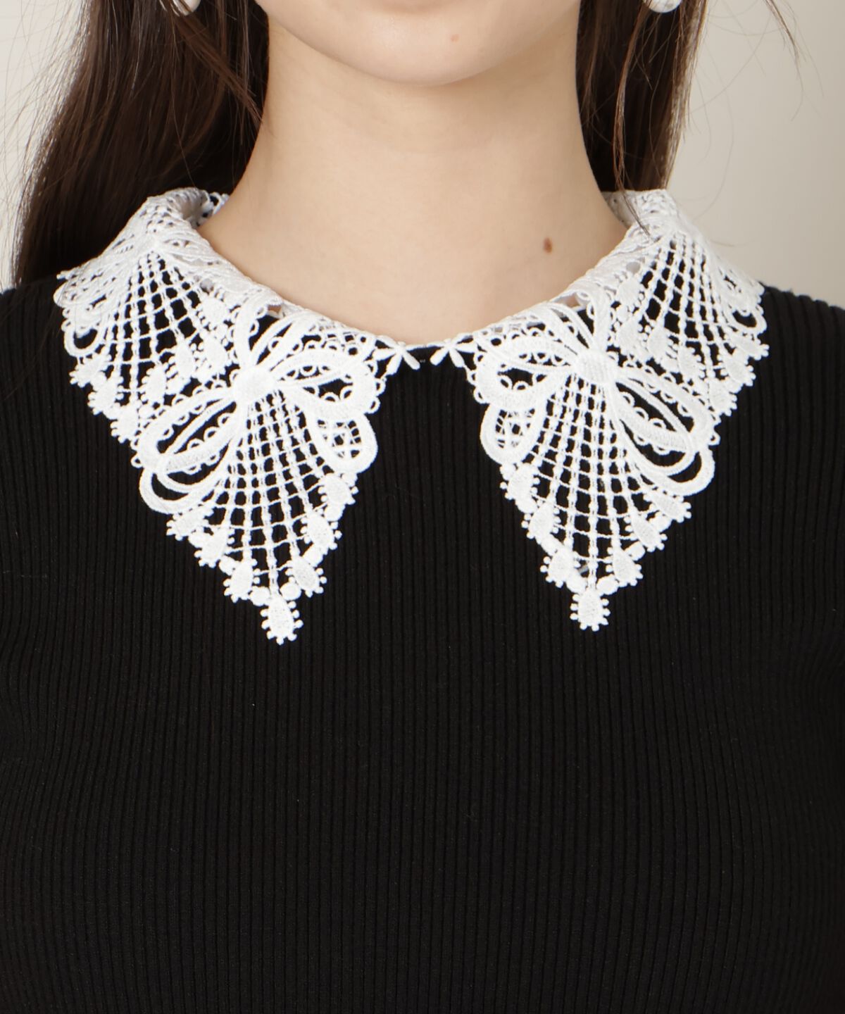 WILLSELECTION「リボンレースカラーフレアスリーブニット」|ニット・セーター|