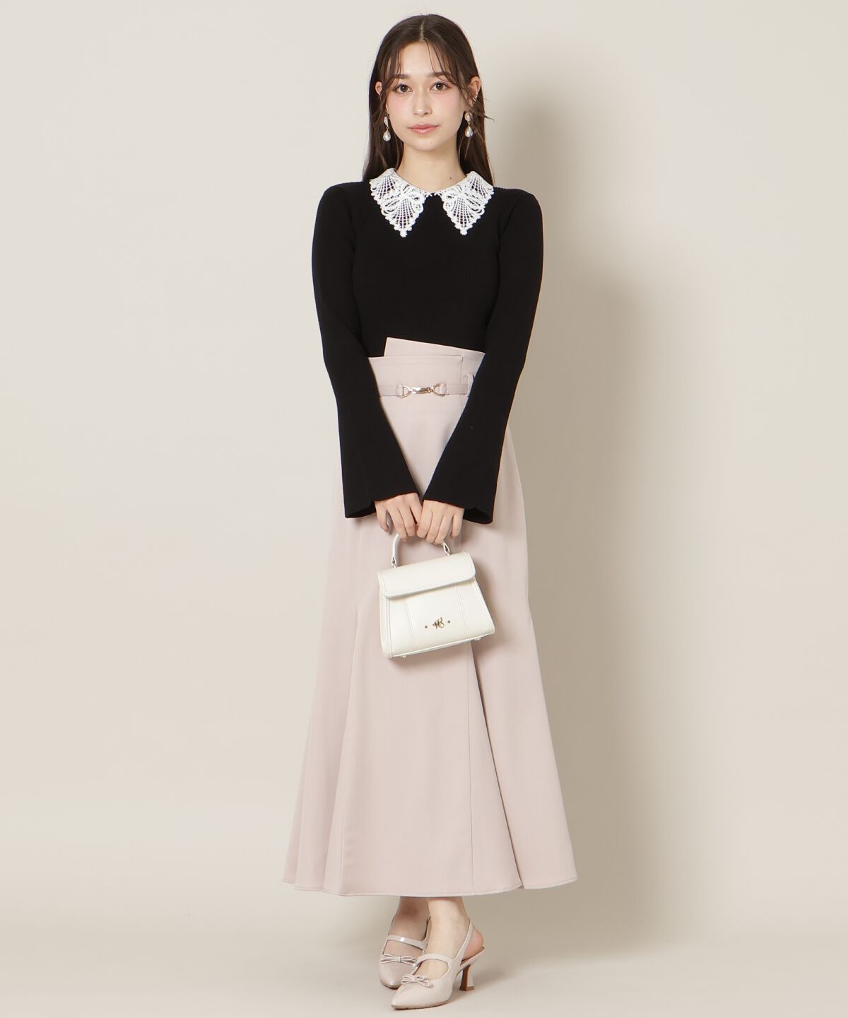 WILLSELECTION「リボンレースカラーフレアスリーブニット」|ニット・セーター|