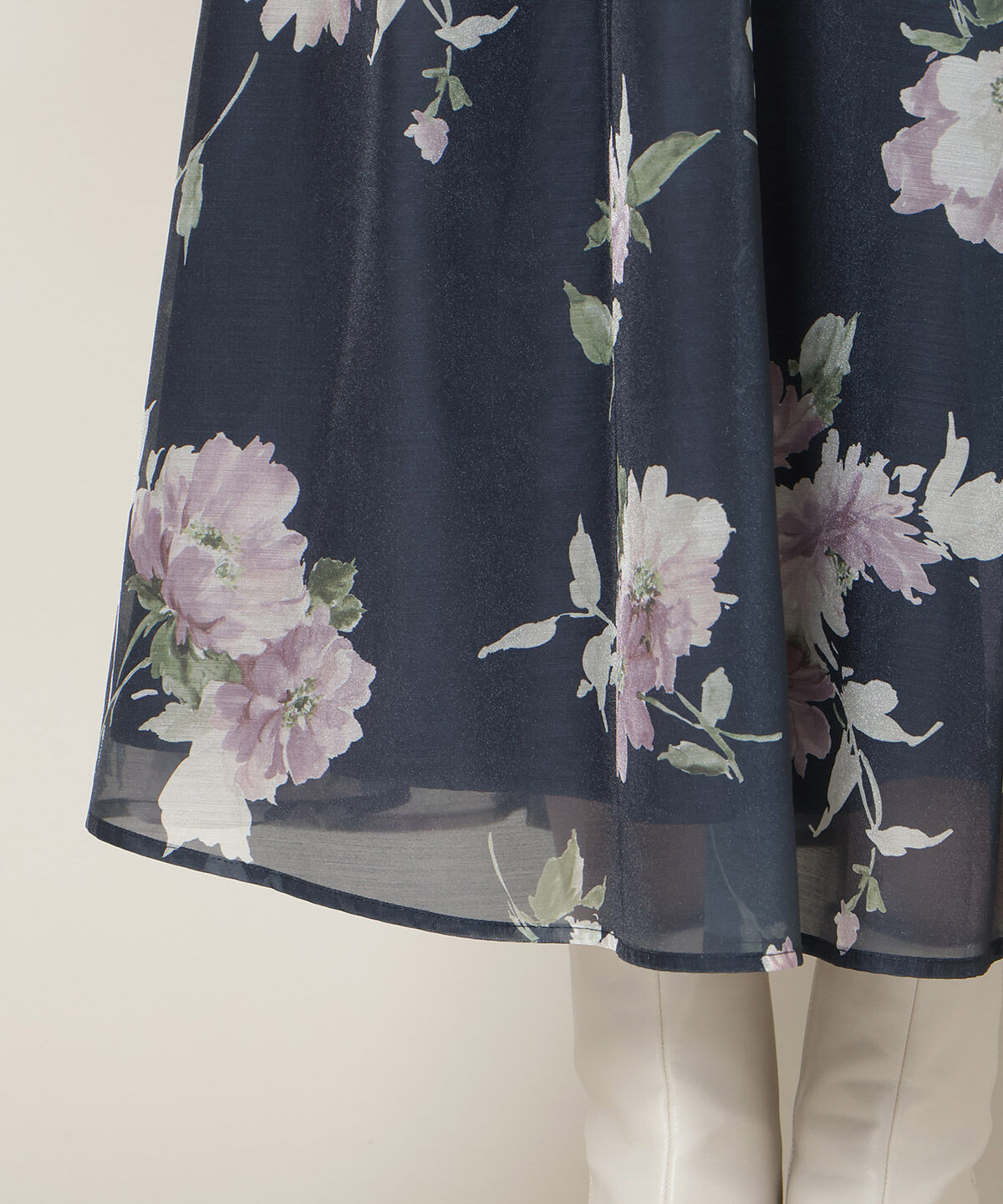 WILLSELECTION「フラワープリントシアータックスカート」|フレア|