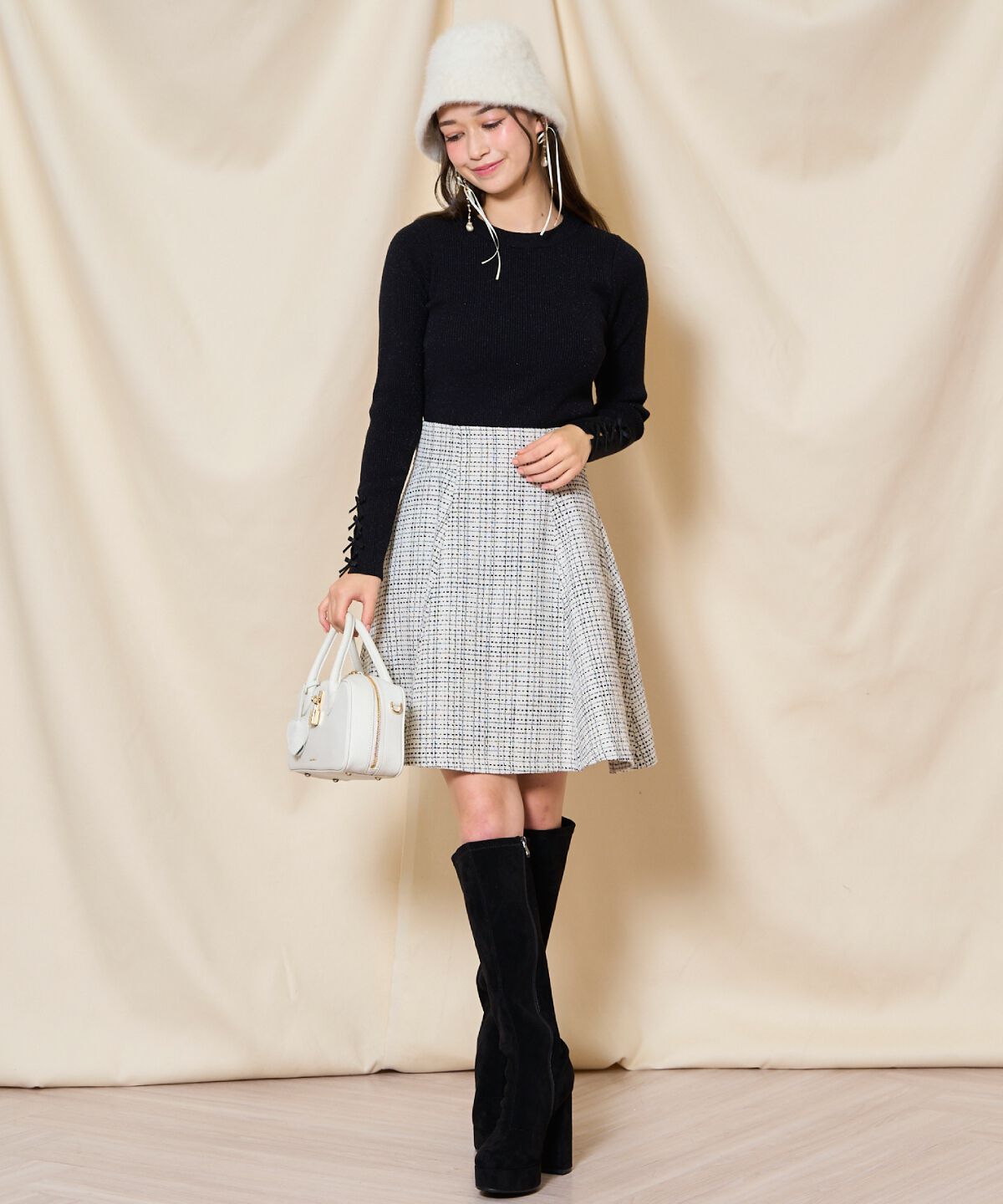 WILLSELECTION「袖リボンラメリブニット」|ニット・セーター|