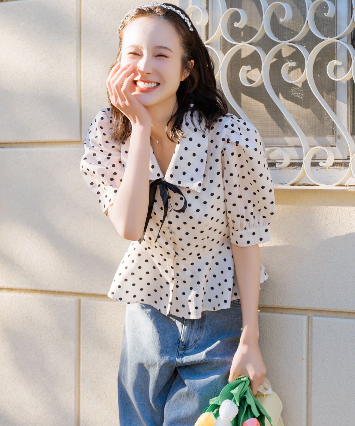 WILLSELECTION「パフスリーブドットブラウス」|シャツ・ブラウス|