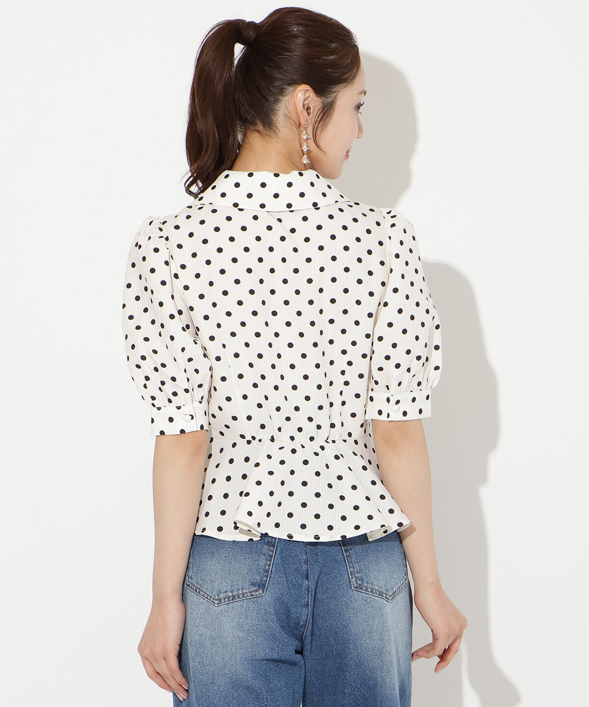 WILLSELECTION「パフスリーブドットブラウス」|シャツ・ブラウス|