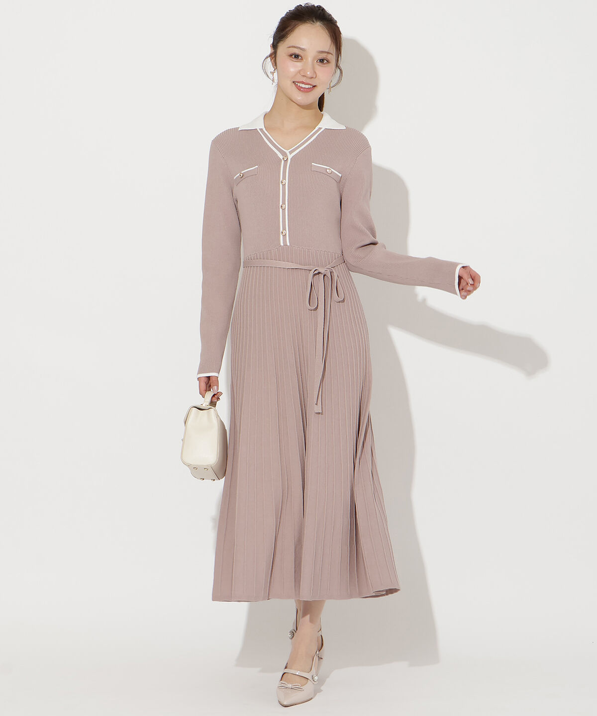 WILLSELECTION「バイカラープリーツニットワンピース」|ワンピース|