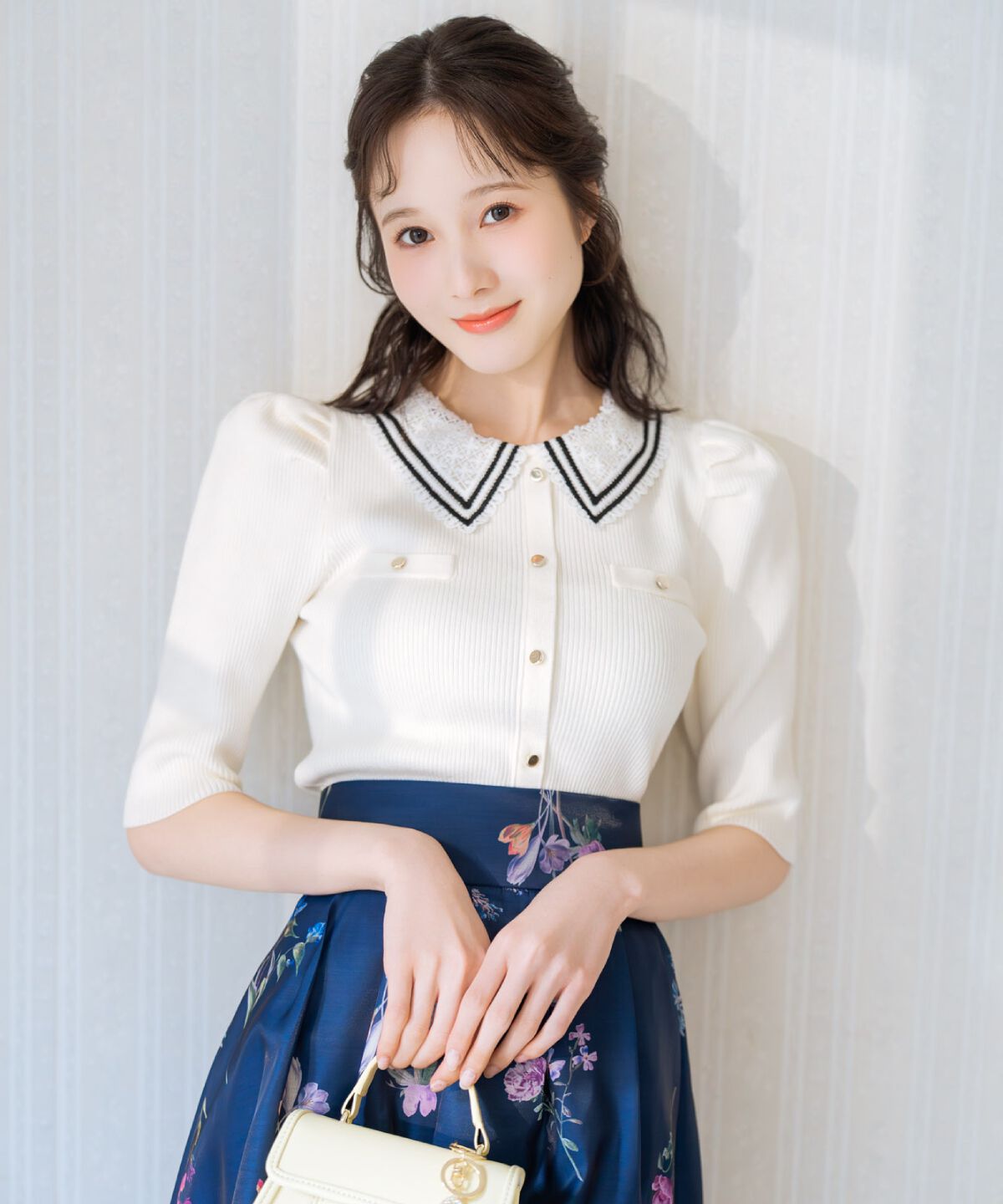 WILLSELECTION「バイカラーレース襟リブニット」|ニット・セーター|