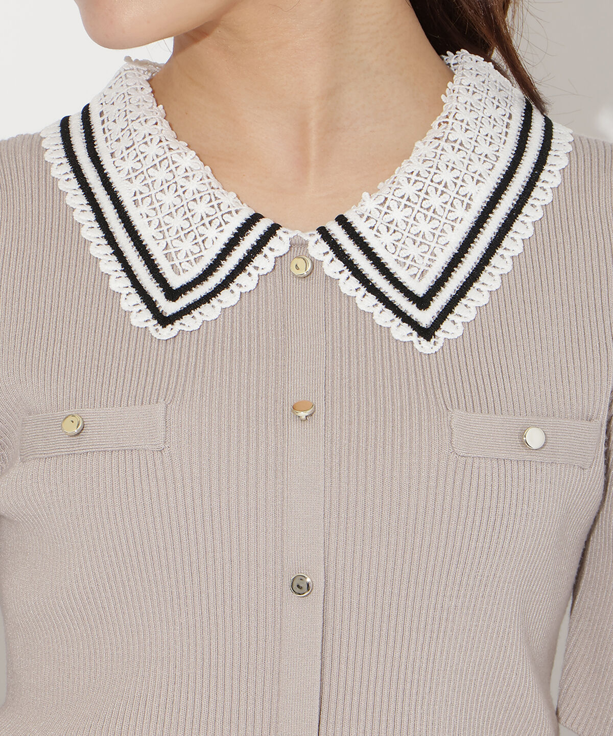 WILLSELECTION「バイカラーレース襟リブニット」|ニット・セーター|