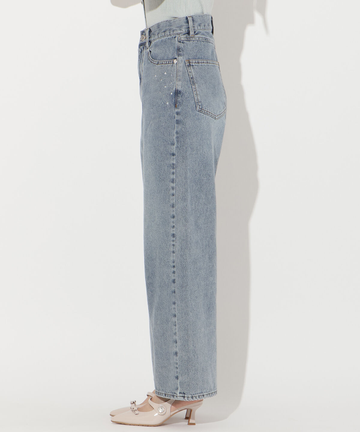 WILLSELECTION「ビジューポケットワイドデニムパンツ」|デニム|