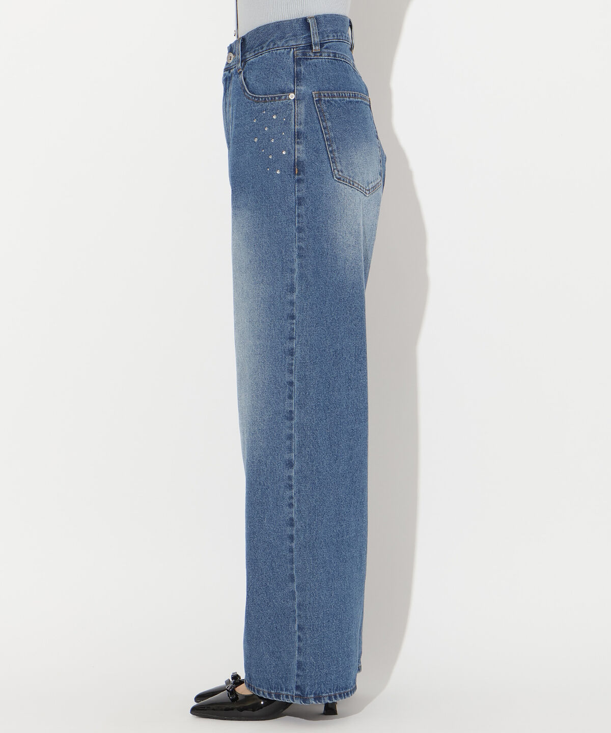 WILLSELECTION「ビジューポケットワイドデニムパンツ」|デニム|