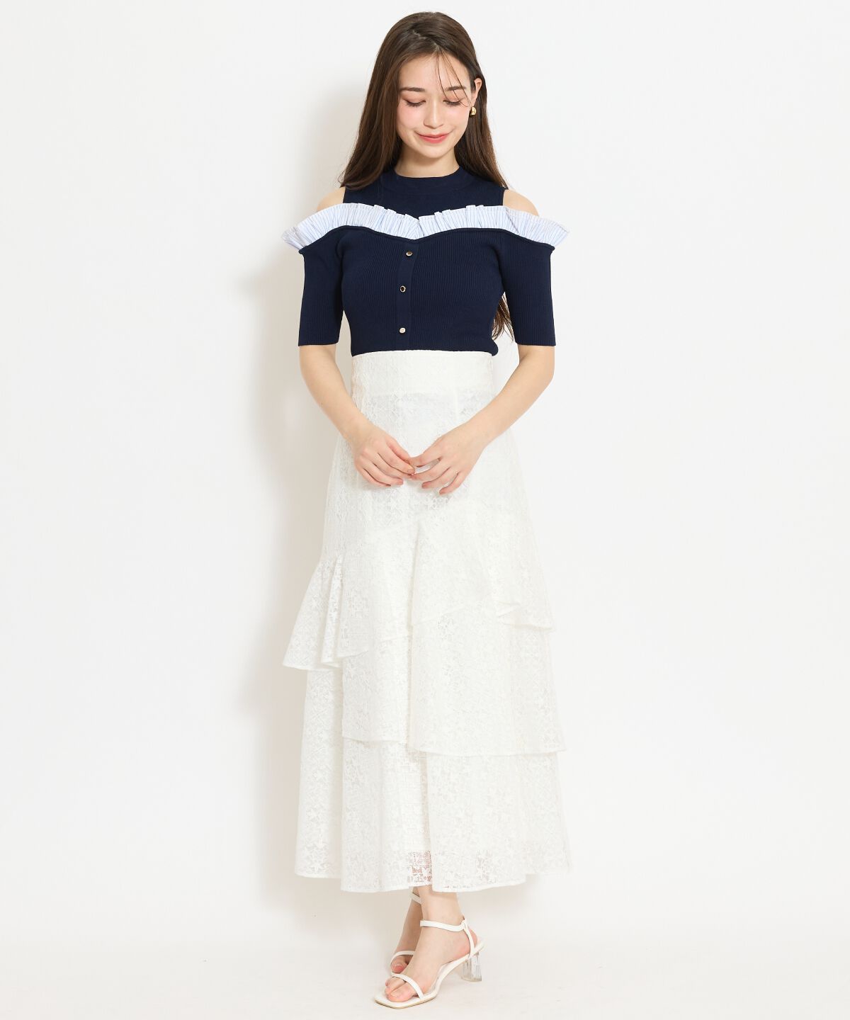 WILLSELECTION「フリルレイヤードリブニット」|ニット・セーター|