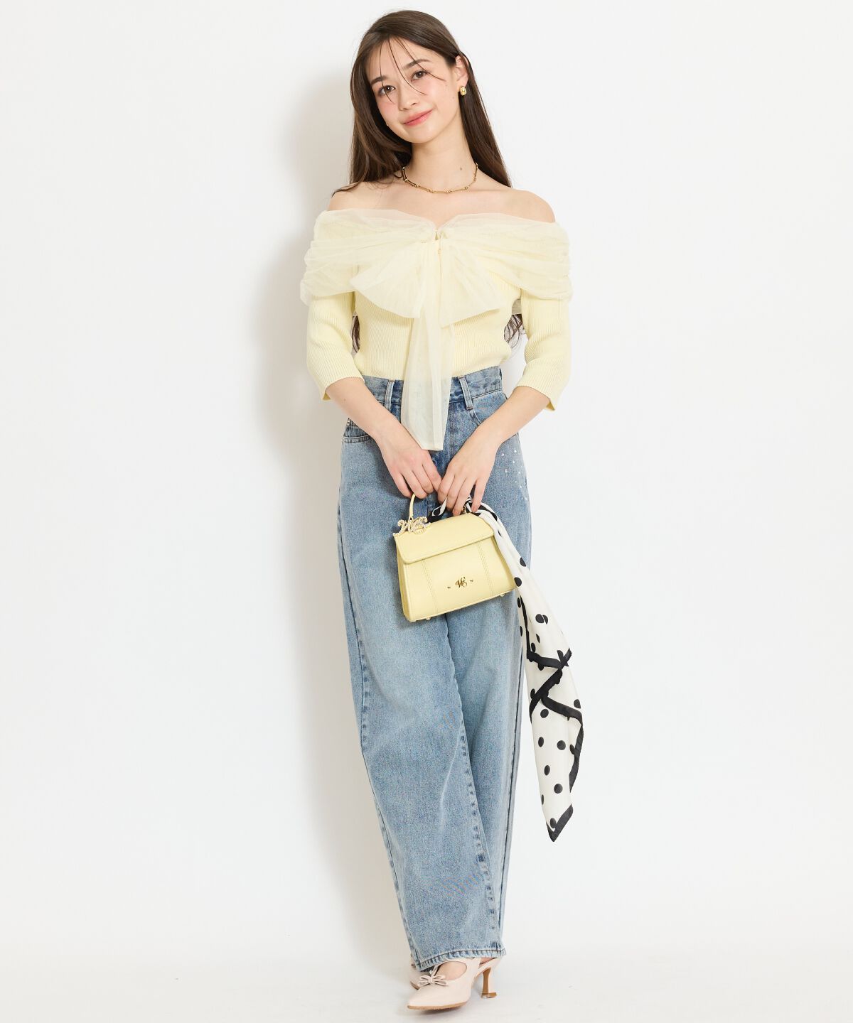 WILLSELECTION「リボンチュールレイヤードリブニット」|ニット・セーター|