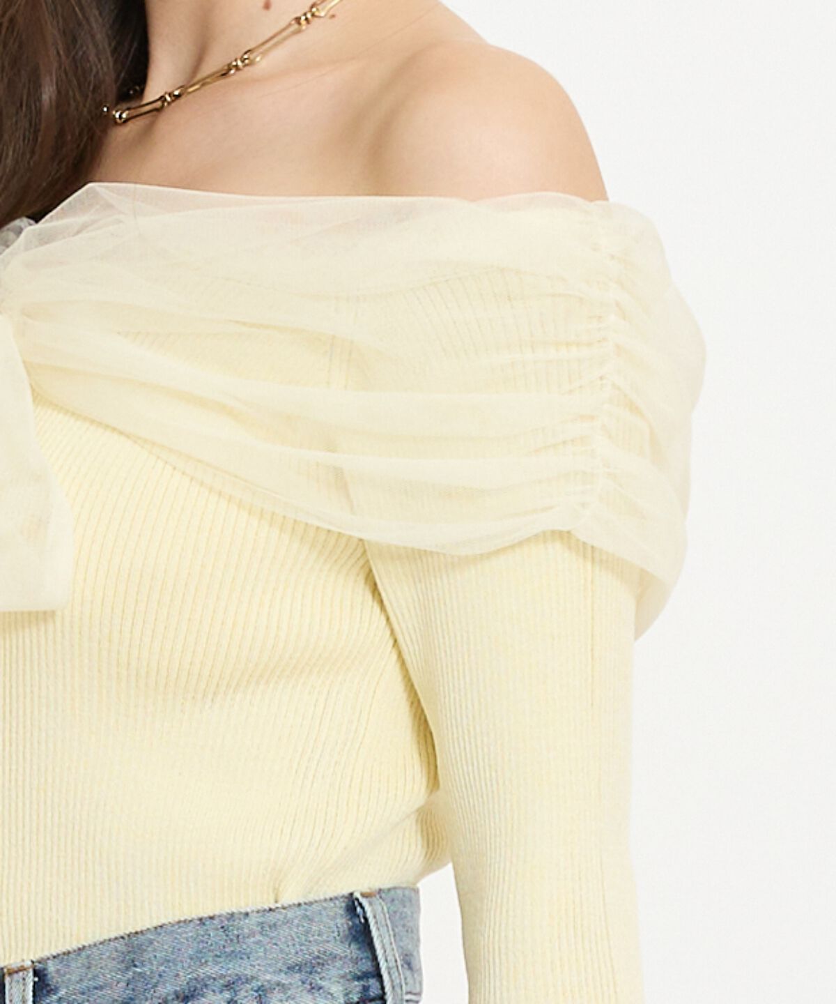 WILLSELECTION「リボンチュールレイヤードリブニット」|ニット・セーター|