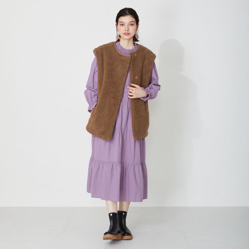 ORiental TRaffic「フロントジップブーツ/31412 厚底　ボアブーツ」|ショートブーツ|