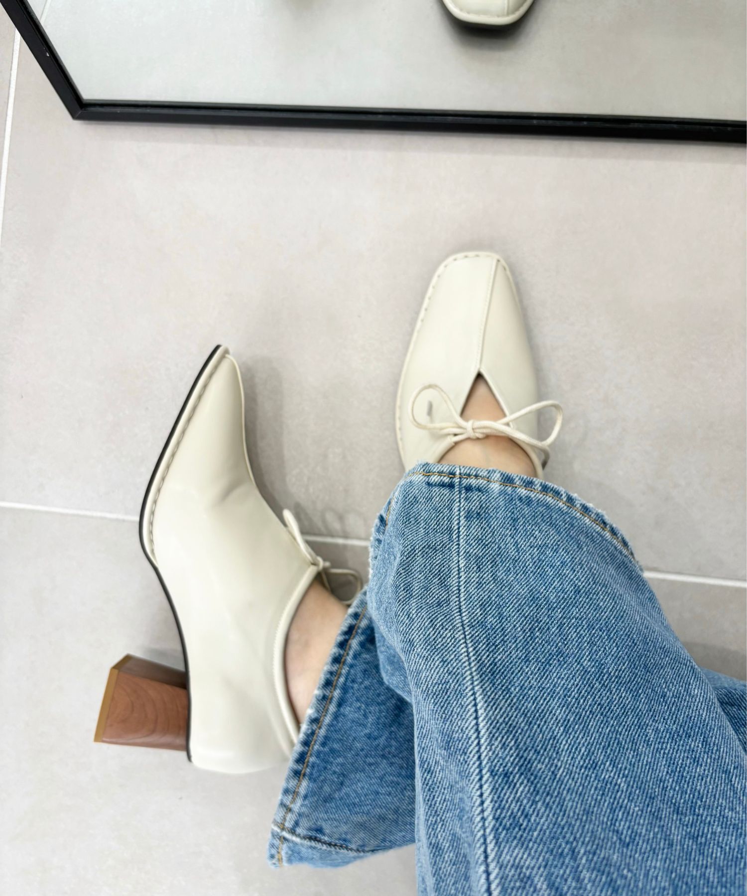 ORiental TRaffic「ウッド ヒール 甲深 パンプス /41307」|パンプス|WHITE