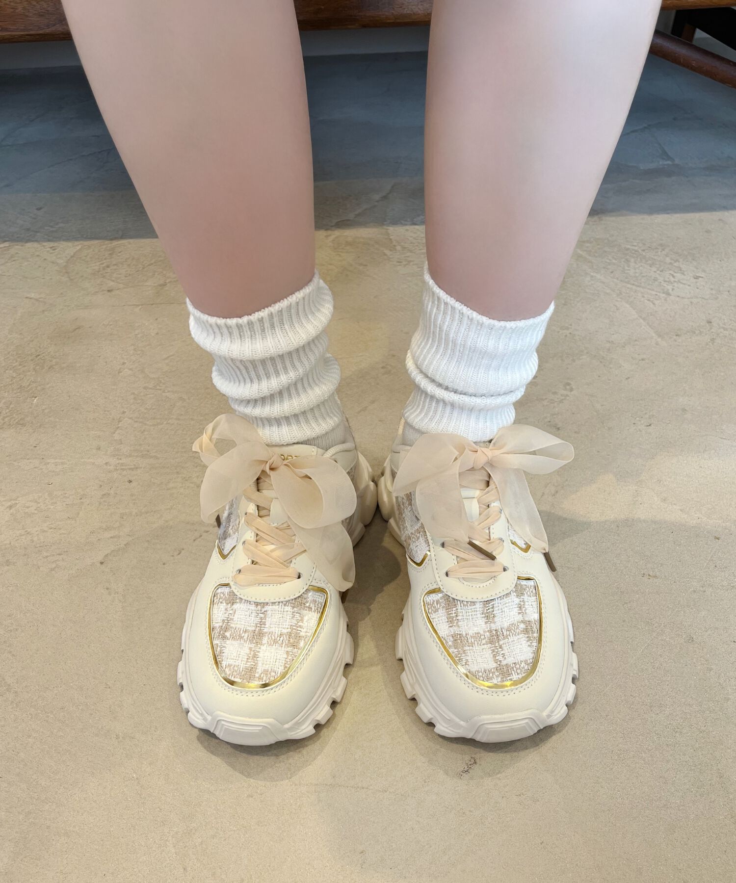 ORiental TRaffic「2WAYシューレースツイードスニーカー/OT3746」|スニーカー|