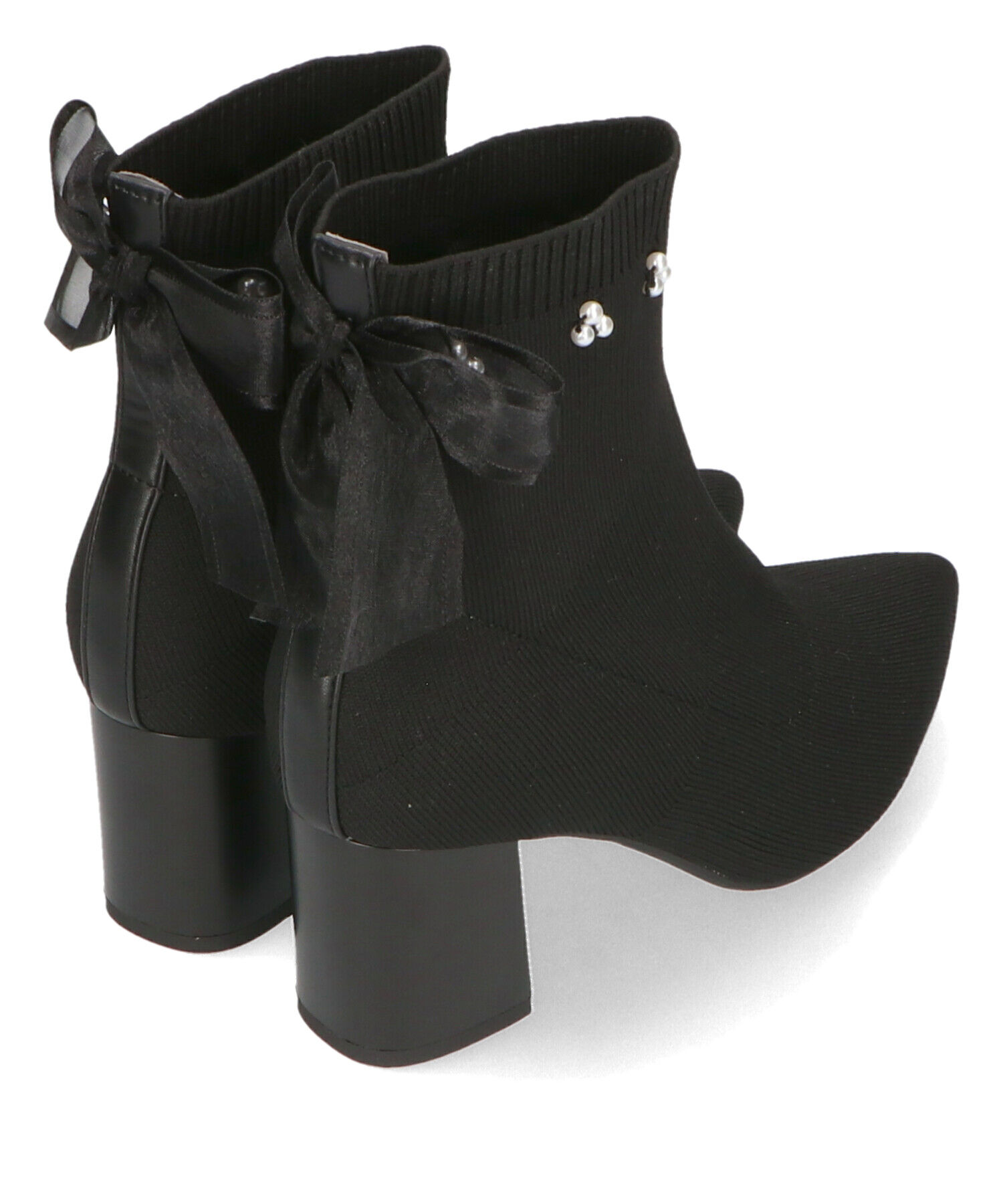 ORiental TRaffic「チュールリボン&times;パール ニットブーツ /41429」|ショートブーツ|