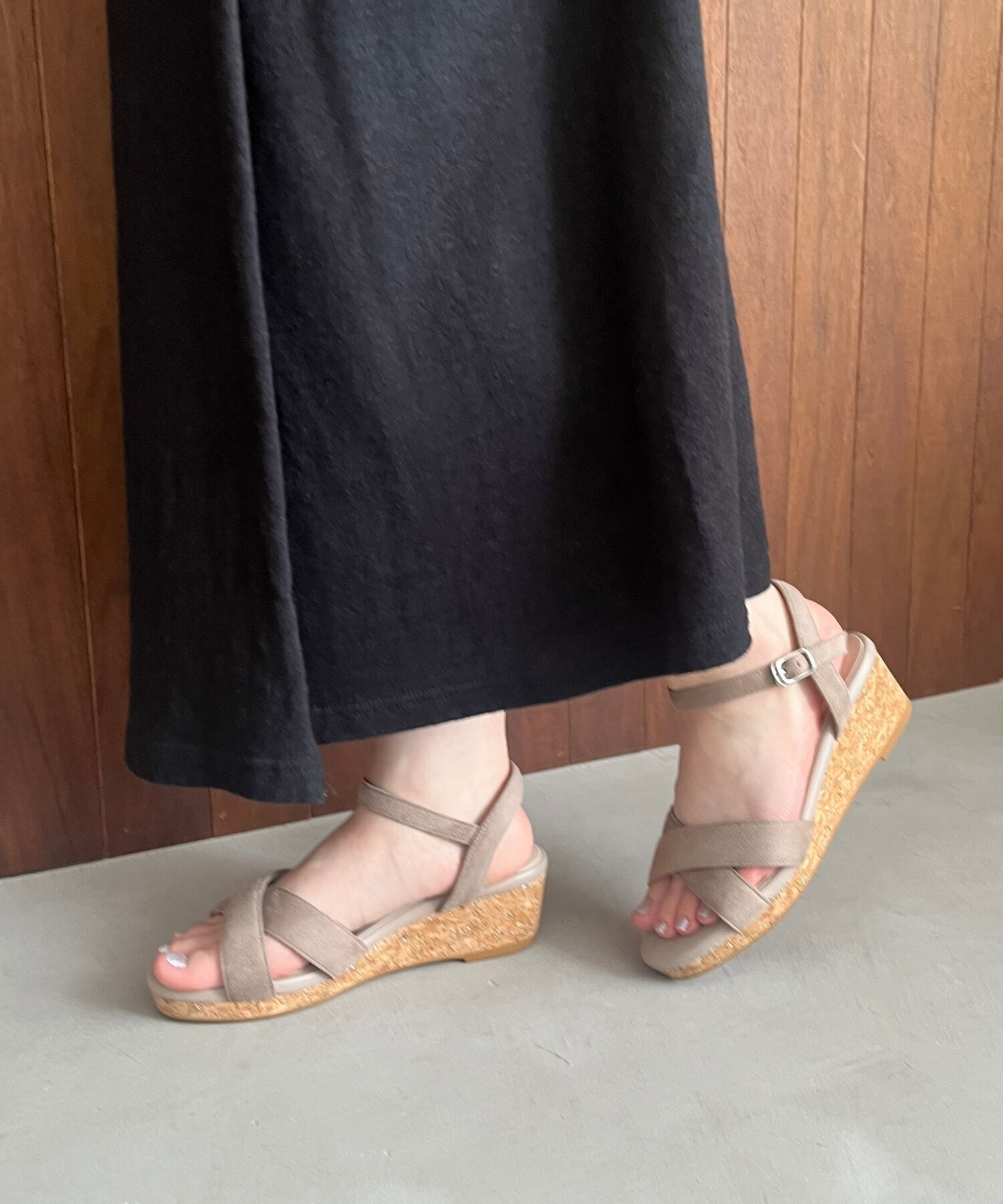 WA Oriental TRaffic「アーモンドトゥクロスウエッジサンダル/52201 サンダル トレンド 人気 クッション」|サンダル|