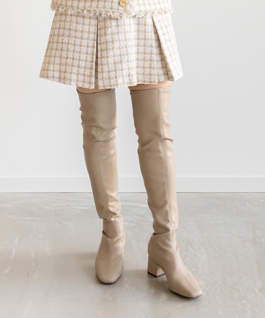  「晴雨兼用 ストレッチニーハイブーツ」|ロングブーツ|