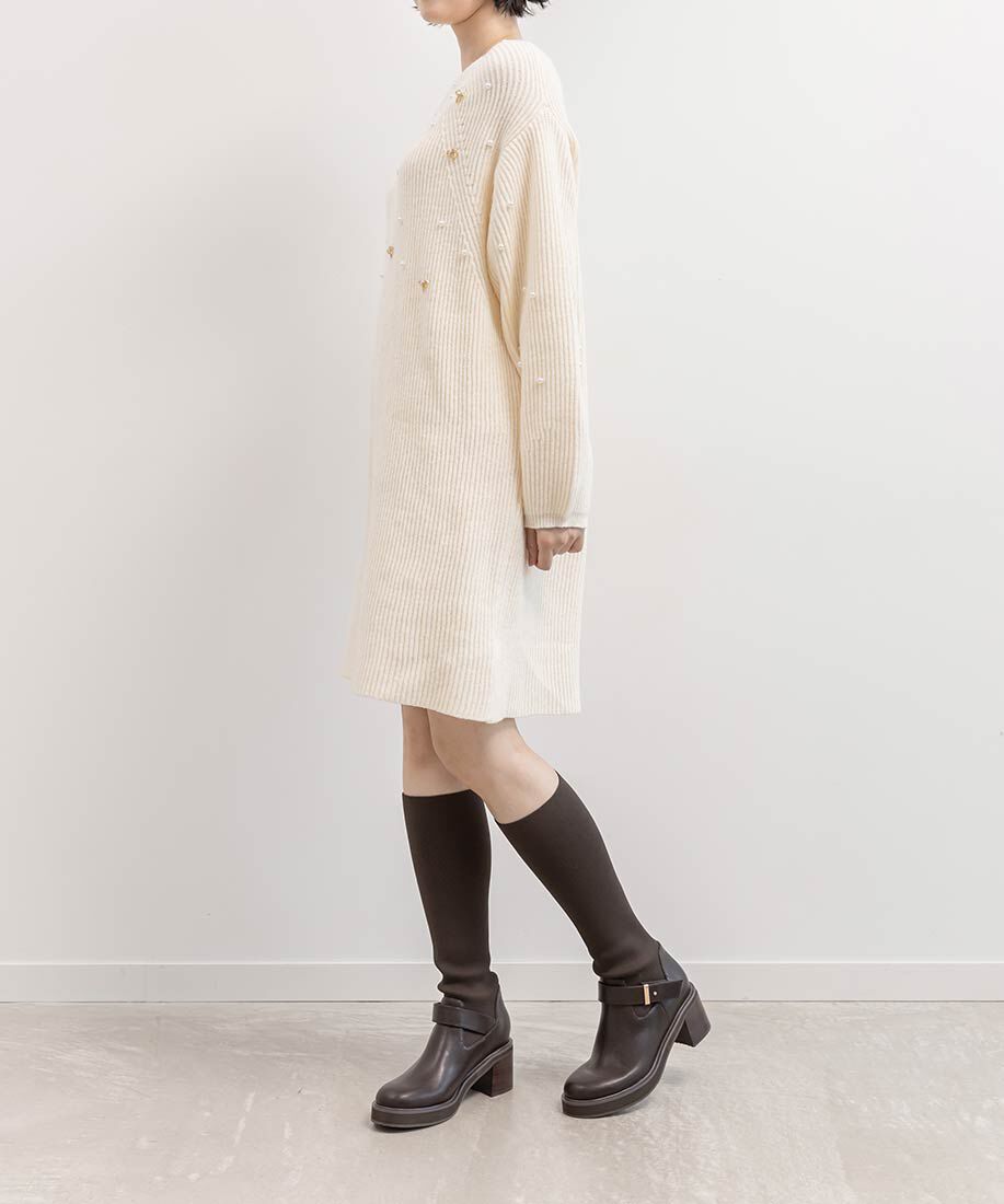  「ラウンドトゥニットドッキングロングブーツ」|ロングブーツ|