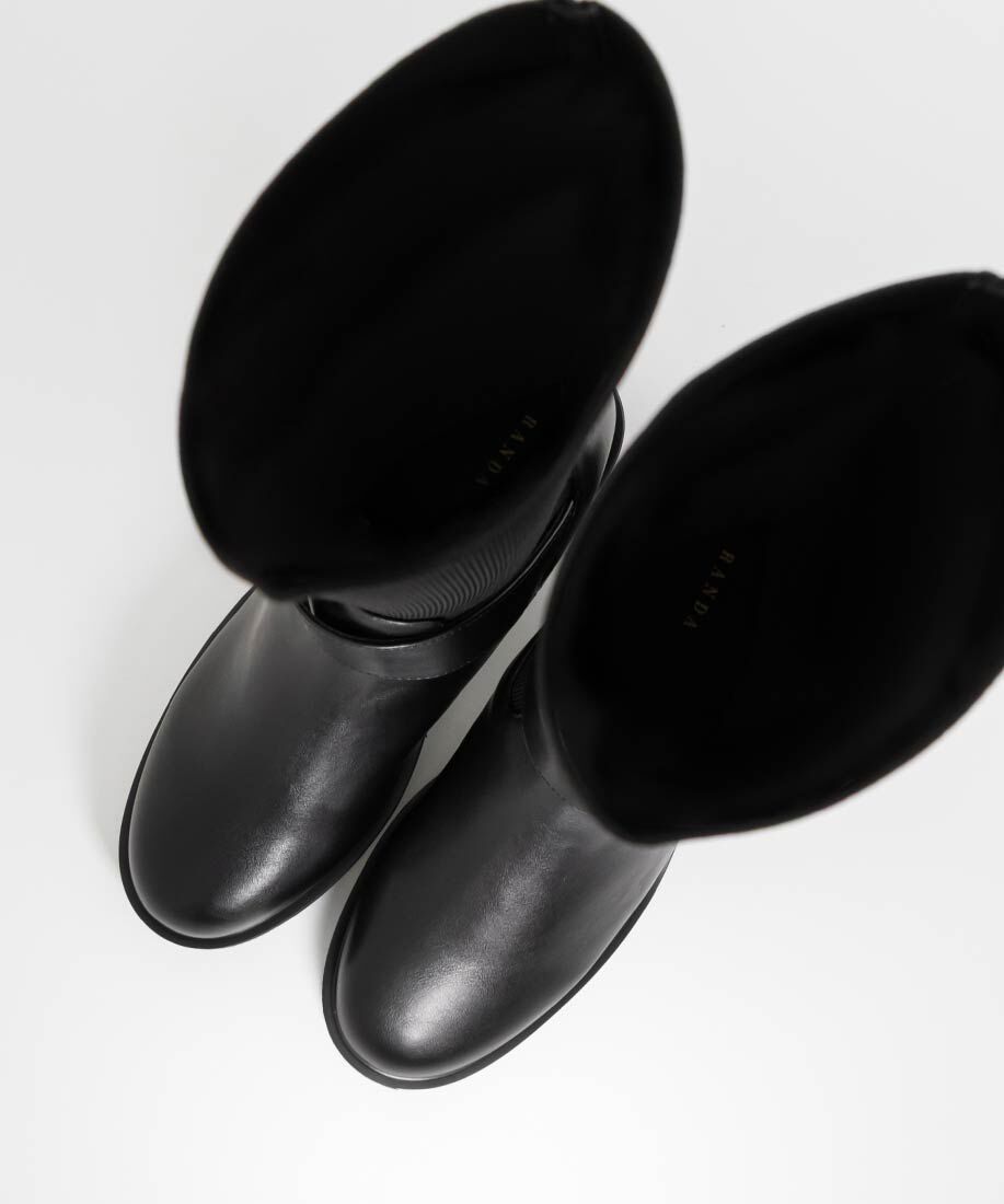  「ラウンドトゥニットドッキングロングブーツ」|ロングブーツ|