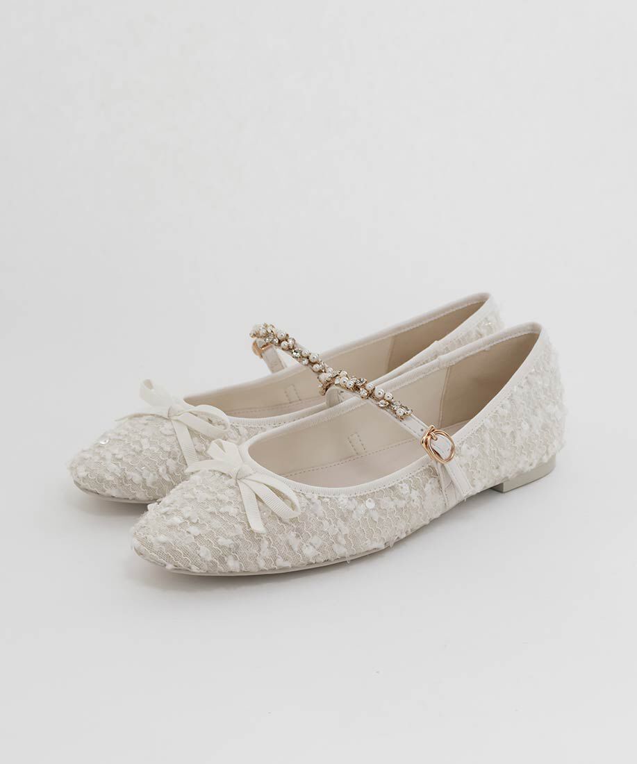  「ビジューストラップバレエシューズ」|パンプス|