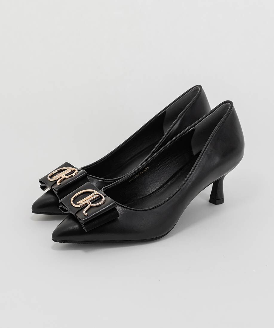  「【走れる美脚パンプス】ビジューモノグラムリボンフィットパンプス」|パンプス|