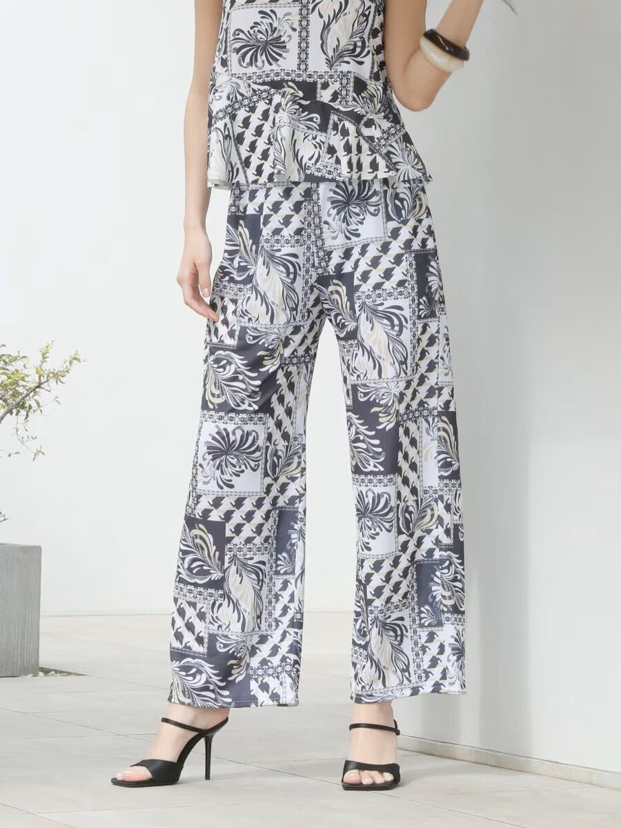 Riberce「【新作リゾートウェア】ミックスエスニック柄ロングパンツ(265019)」|スポーツ|グレー