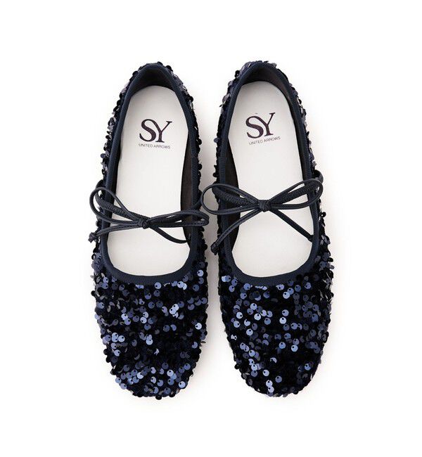SY UNITED ARROWS「＜SY＞スパンコールバレエ フラット10●&uarr;」|バレエシューズ|NAVY