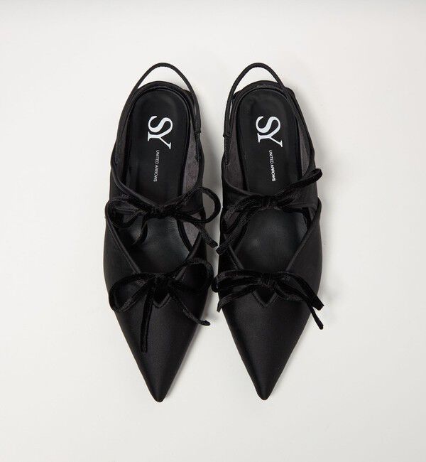 SY UNITED ARROWS「＜SY＞ポインテッド リボン バックベルト フラット15&uarr;」|パンプス|