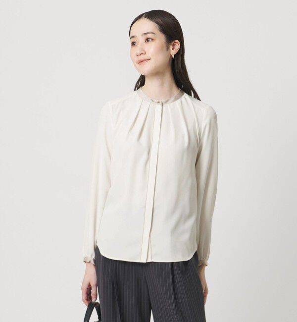 UNITED ARROWS「バイカラー パイピング ブラウス ‐ウォッシャブル‐」|シャツ・ブラウス|