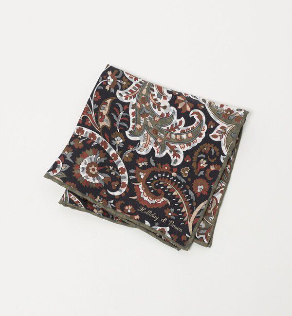 UNITED ARROWS「＜HOLLIDAY＆BROWN＞ ペイズリー プリント ポケットチーフ」|ハンカチ|BLACK