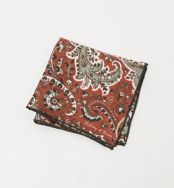 UNITED ARROWS「＜HOLLIDAY＆BROWN＞ ペイズリー プリント ポケットチーフ」|ハンカチ|ORANGE