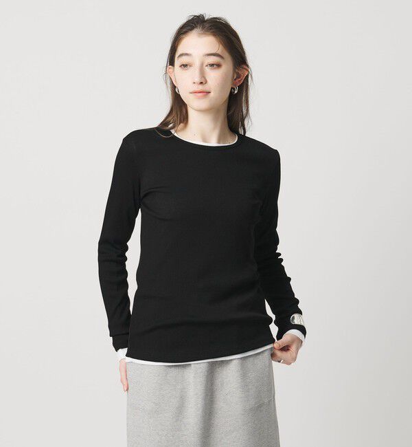 UNITED ARROWS「コットン テレコ クルーネック カットソー」|Tシャツ・カットソー|BLACK