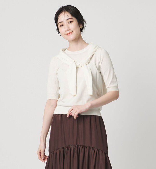 UNITED ARROWS「18G ハーフスリーブ クルーネックニット ‐ウォッシャブル‐」|ニット・セーター|