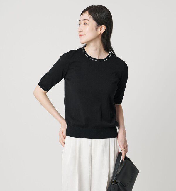 UNITED ARROWS「18G ハーフスリーブ クルーネックニット ‐ウォッシャブル‐」|ニット・セーター|