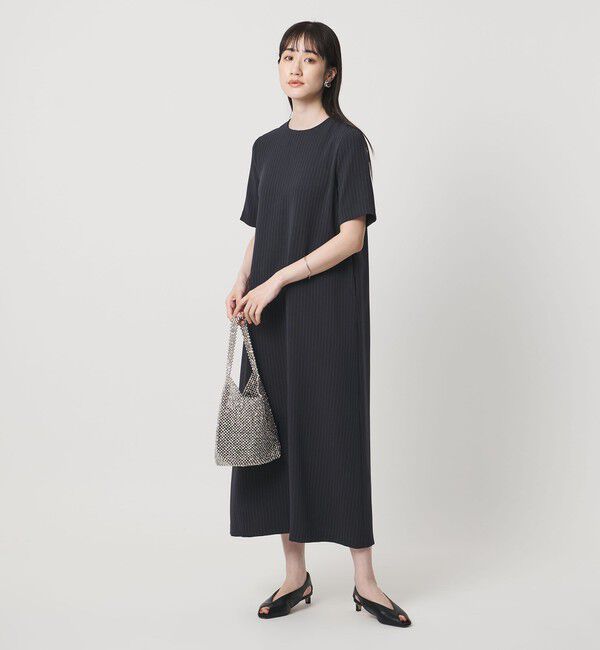 UNITED ARROWS「Drapy ピンストライプ ショートスリーブ ワンピース ‐ウォッシャブル‐」|ワンピース|