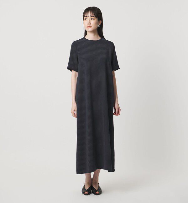 UNITED ARROWS「Drapy ピンストライプ ショートスリーブ ワンピース ‐ウォッシャブル‐」|ワンピース|