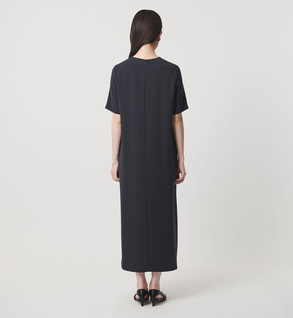 UNITED ARROWS「Drapy ピンストライプ ショートスリーブ ワンピース ‐ウォッシャブル‐」|ワンピース|