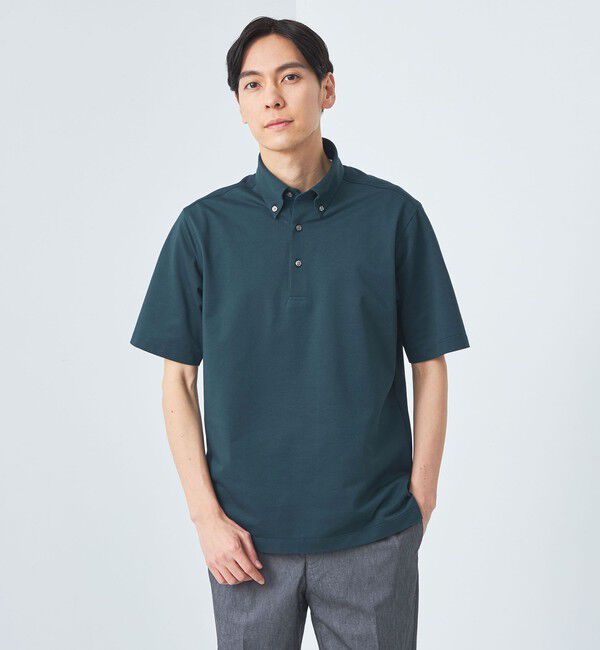 UNITED ARROWS green label relaxing「DUADRY CLEAN バーズアイ ボタンダウン ポロシャツ -吸水速乾・抗菌-」|ポロシャツ|DK.GREEN