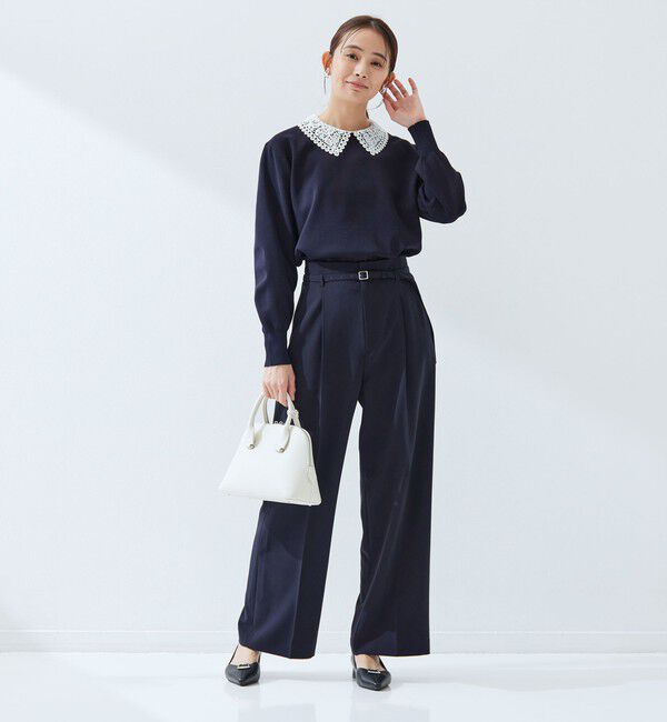 UNITED ARROWS green label relaxing「【WEB限定】エリレース 2WAY ニット プルオーバー ウォッシャブル」|ニット・セーター|