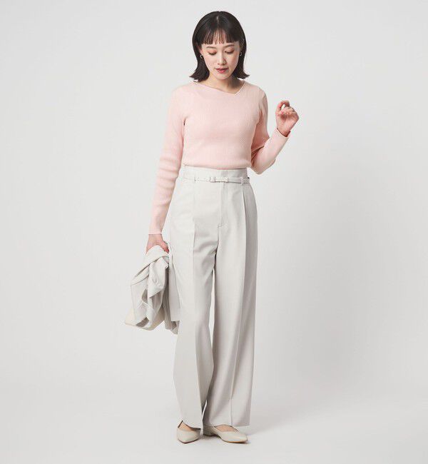 UNITED ARROWS green label relaxing「＜1_OF MINE＞リブ アシンメトリー ネック プルオーバー ニット」|ニット・セーター|