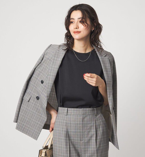 UNITED ARROWS green label relaxing「サテン ドッキング ラウンドヘム タンクトップ カットソー」|Tシャツ・カットソー|NAVY