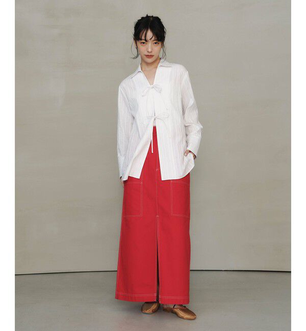 EMMEL REFINES「＜EMMEL REFINES＞EM ベイカーライク ステッチ スカート」|スカート|RED